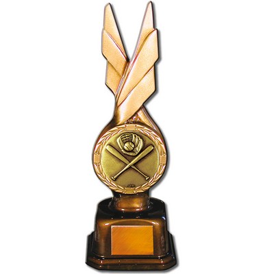 Stock Phoenix 9" Trophy with 2" Baseball Coin and Engraving Plate
