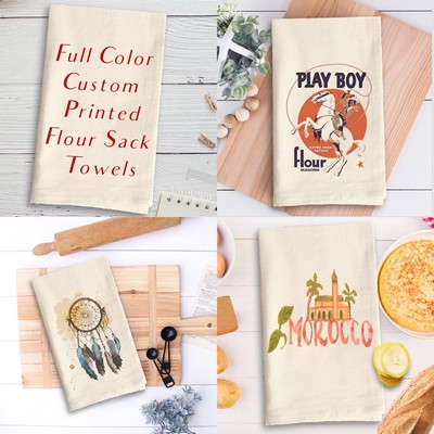 Natural Vintage Flour Sack Tea Towel with Custom Print