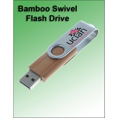 Swivel Silver Bamboo Flash Drive - 512MB Memory