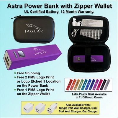 Astra Power Bank Gift Set in Zipper Wallet 2200 mAh - Purple No Extra Tariff