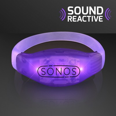 Sound Activated Light Up Purple LED Flashing Bracelets - PRINTED