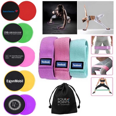 iBank ® Non-Slip Fabric Resistance Bands + Fitness Sliders