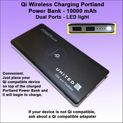 Qi Wireless Charging Portland Power Bank 10000 mAh - Black No Extra Tariff