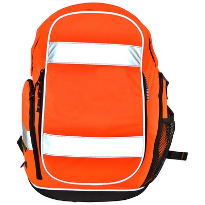 High Visibility Backpack, Orange, Hard Hat Compartment