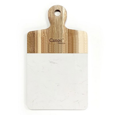 Marble Wood Serving Tray With Handle
