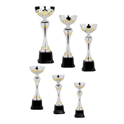 10 3/4" Silver/Gold Completed Metal Cup Trophy on Plastic Base