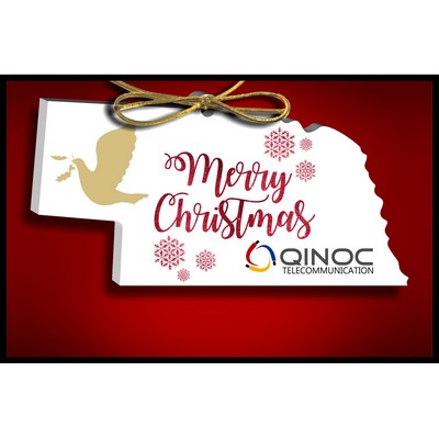 Nebraska Ornament in White Acrylic