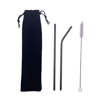 Reusable Metal Straws Set with Cleaning Brush