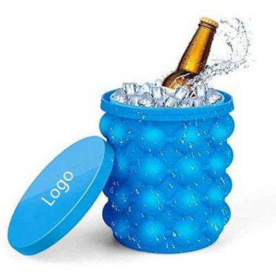 2" 1 Silicon Ice Bucket and Ice Cube Maker For Frozen Whiskey, Cocktail, Beverages