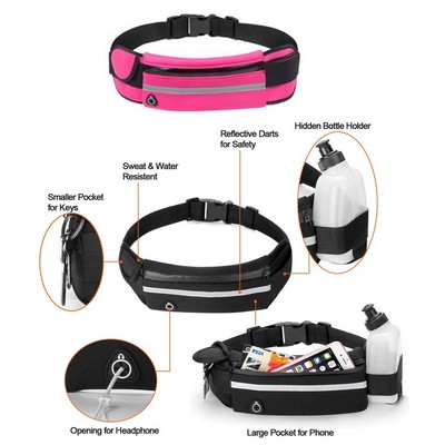 Promotek iBank® Running Belt, Fitness Belt, Sport Waist Pouch for Smartphones (Pink)