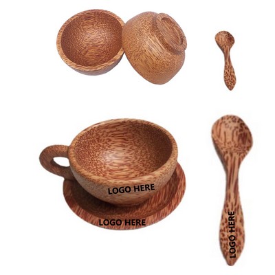 Wooden Coffee Mug w/Saucer
