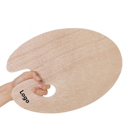 Oval Shaped Wooden Painting Palette 12 x 8 In