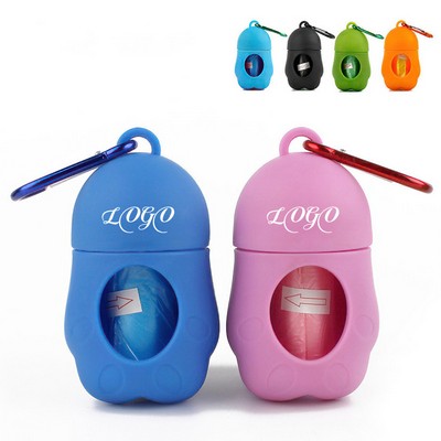 Pet Poop Pick Up Bag With Dispenser And Carabiner Clip