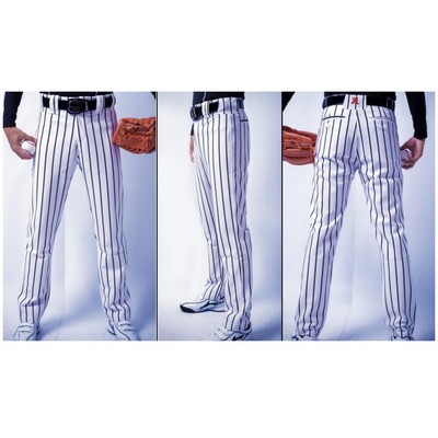 Premium Full Length Striped Baseball Pants w/ Piping - South Korea Silk - M