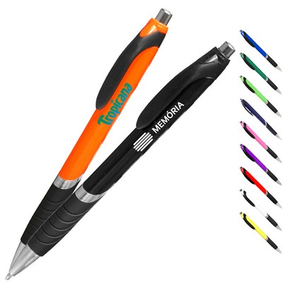 Clickable Rubber Grip Plastic Ballpoint Pens