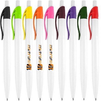 Click Plastic Ballpoint Pen W/ White Barrel