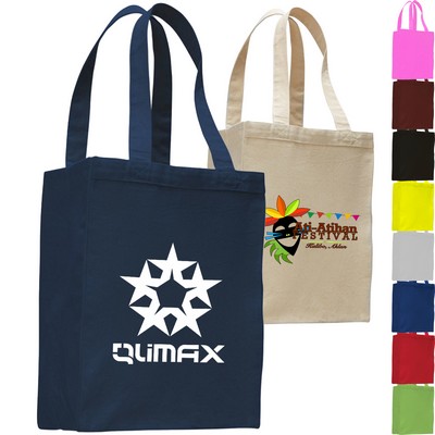 Cotton Canvas Gusset Shopping Tote Bag USA Decorated (10.5" x 14")