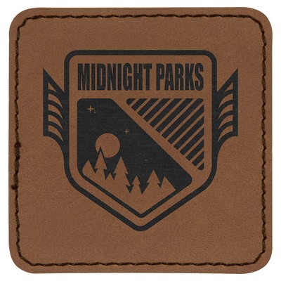 2-1/2" Square Patches, Dark Brown Laserable Leatherette