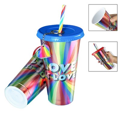 24oz Rainbow Cup with Lid and Straw