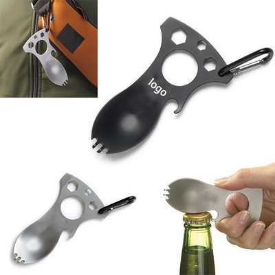 4" Multi-Functional Stainless Spoon/Bottle Opener Carabiner Keychain
