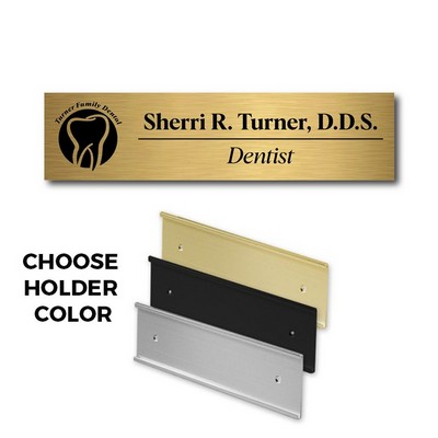 Brushed Gold Name Plate And Wall Sign Holder-Plastic Etches To Black - 2X8