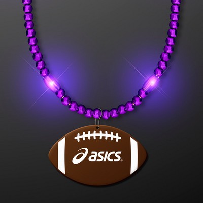 Purple LED Bead Necklace with Football Medallion - PRINTED