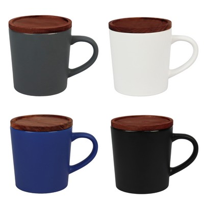 16oz Ceramic Mug With Wood Lid