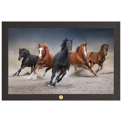 "Wild Horses Running Free" Art Print W/ Gold Medallion