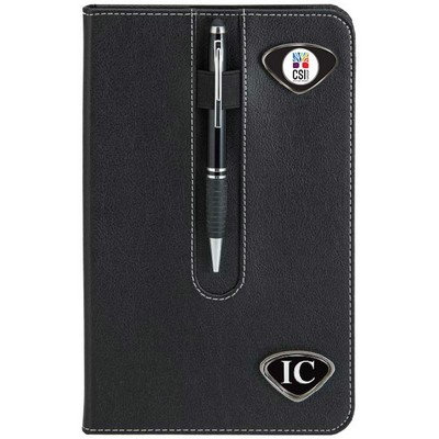 Faux Leather Business Notebook W/ Color Medallion