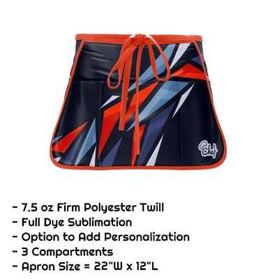 Poly Twill Sublimation Waist Apron w/ 3 Compartments - 22"W x 12"L