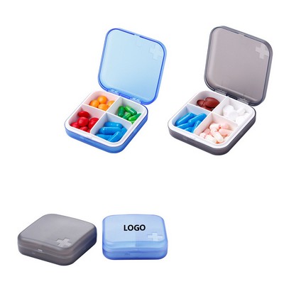 Cross Pill Case Tablet Box With 4 Compartments
