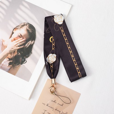 2" Full Custom Black Satin Phone Lanyard Badge Lanyard Neck Strap w/Lanyard Pad Compatible #9