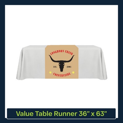 Value 36"W x 63"L Table Runner Full Color Print Dye Sublimation (Full Coverage Dye Sublimation)