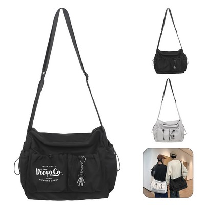 Nylon Crossbody Bag with Astronaut Pendant