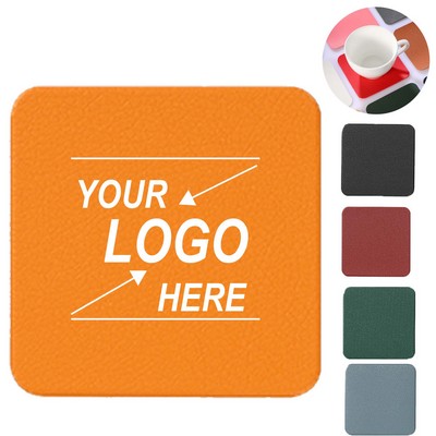 Square PU Leather Drink Coasters.