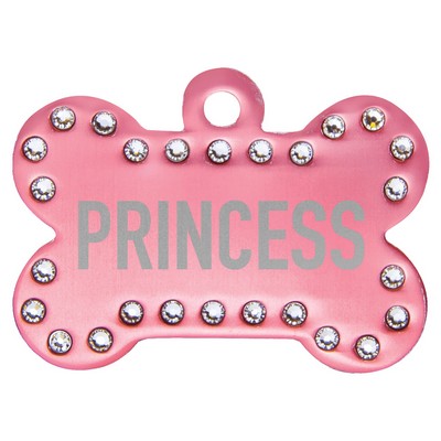 1.5" x 1" Pink Anodized Aluminum Swarovski Bling Bone w/Tab