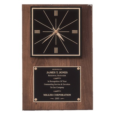 American Walnut Quartz Clock w/Black Plate