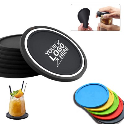 Non-Slip Silicone Coasters with Bottle Opener