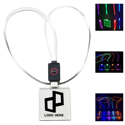 Led Light Up Lanyard W/ Acrylic Badge