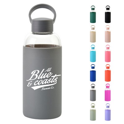 18 oz Glass Water Bottle with Silicone Sleeve
