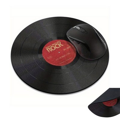 Vintage Vinyl Record Non-Slip Round Mouse Pad.