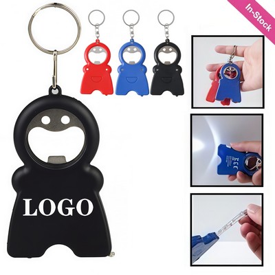 Smile Bottle Opener With 39" Tape Measure Led Lights Keychain