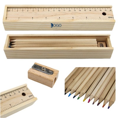 12 Color Natural Wood Colored Pencil Set