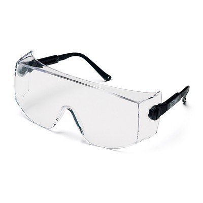 Defiant Safety Glasses, Black-Jumbo Frame with Clear Lens for Over Glasses