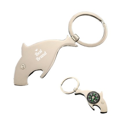 Shark-Shaped Keychain Compass And Bottle - Opening Jaws