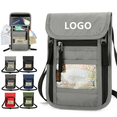 RFID Passport Holder Neck Pouch Travel Wallet.