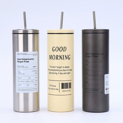 20 Oz. Double Wall Stainless Steel Vacuum Cup with Straw Lid