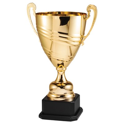 24 1/2" Gold Italian All Metal Trophy Cup on Black Ebony Wood Base