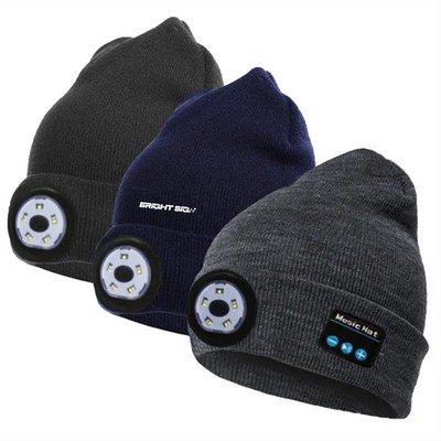 Bluetooth Headlamp Cap with Warning Light