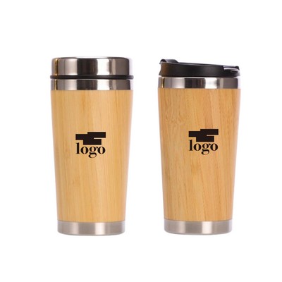 15 Oz Bamboo Stainless Steel Double Wall Coffee Cup